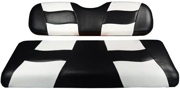 MADJAX Riptide Golf Cart Front Seat Covers for EZGO TXT & RXV | Compatible with 1994.5-2013 TXT & 2008-Up RXV Models (White/Black)