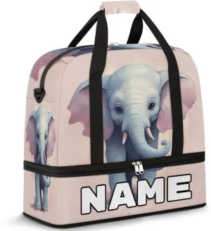 Magical Elephant Custom Foldable Duffle Bag with Shoes Compartment Personalized Large Capacity Waterproof Travel Weekender Bag Overnight Bag for Sports Gym
