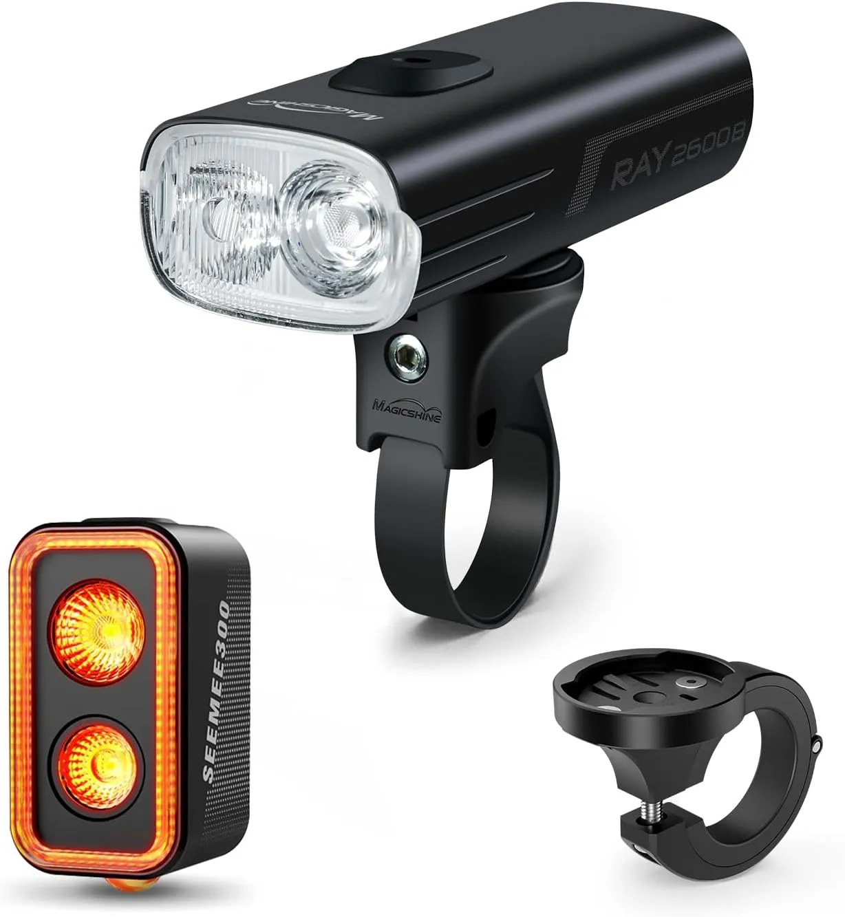 MagicShine RAY 2600B Bicycle Light,SEEMEE 300 Bike Taillight,300 Lumen Bike Tail Light,MJ-6512 Aluminum Handlebar Mount