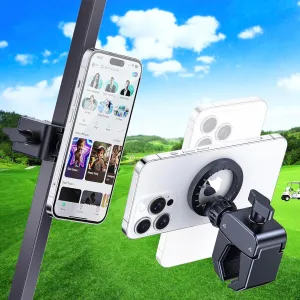 Magnetic Golf Cart Phone Holder Mount for MagSafe, Magnetic Phone Holder for Golf Cart Fits EZGO/Club Car/Yamaha Compatible with iPhone 16/15/14/13/12 Series