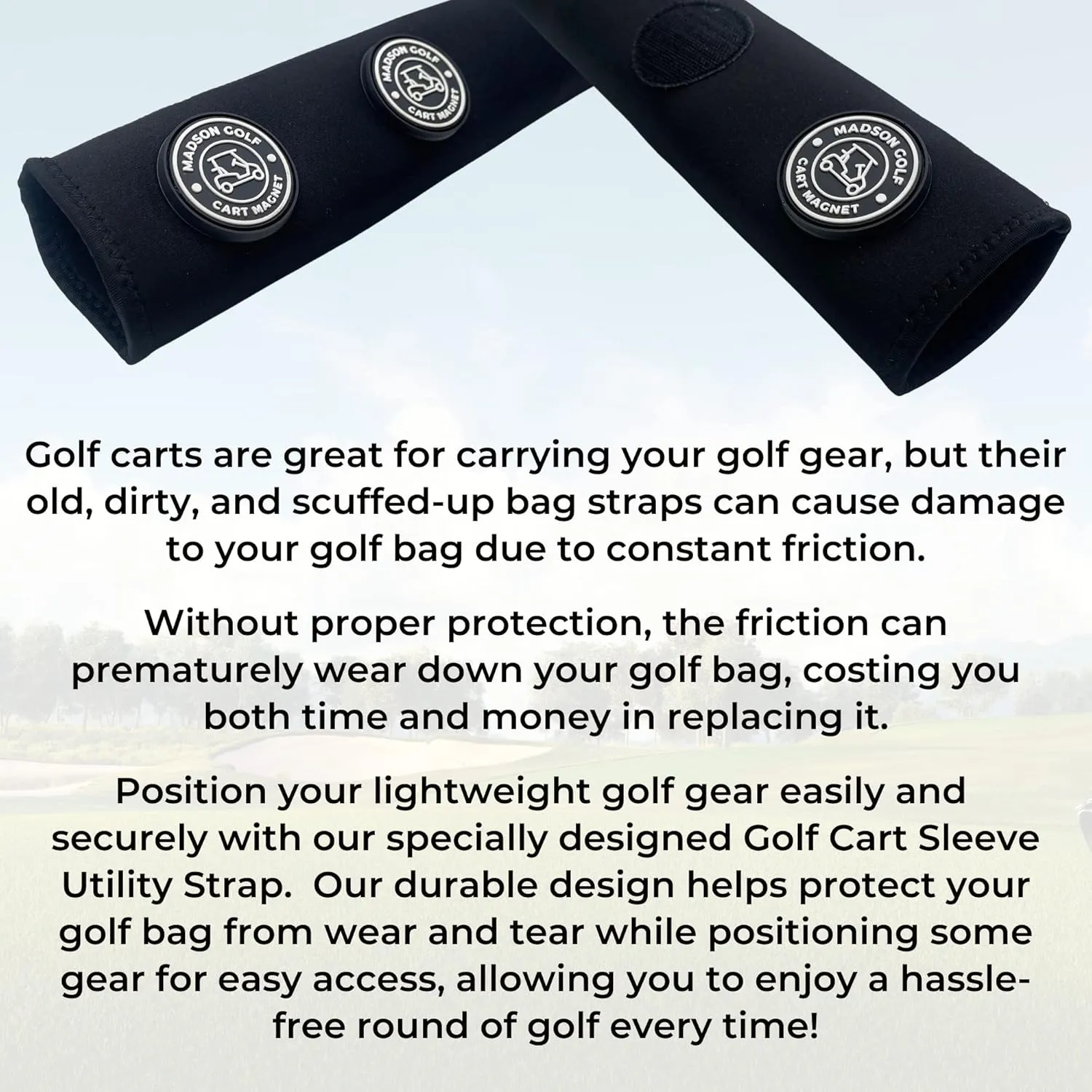 Magnetic Golf Cart Sleeve Utility Strap - Securely Attach Lightweight Golf Accessories to Your Cart with Powerful Magnets and Durable Design