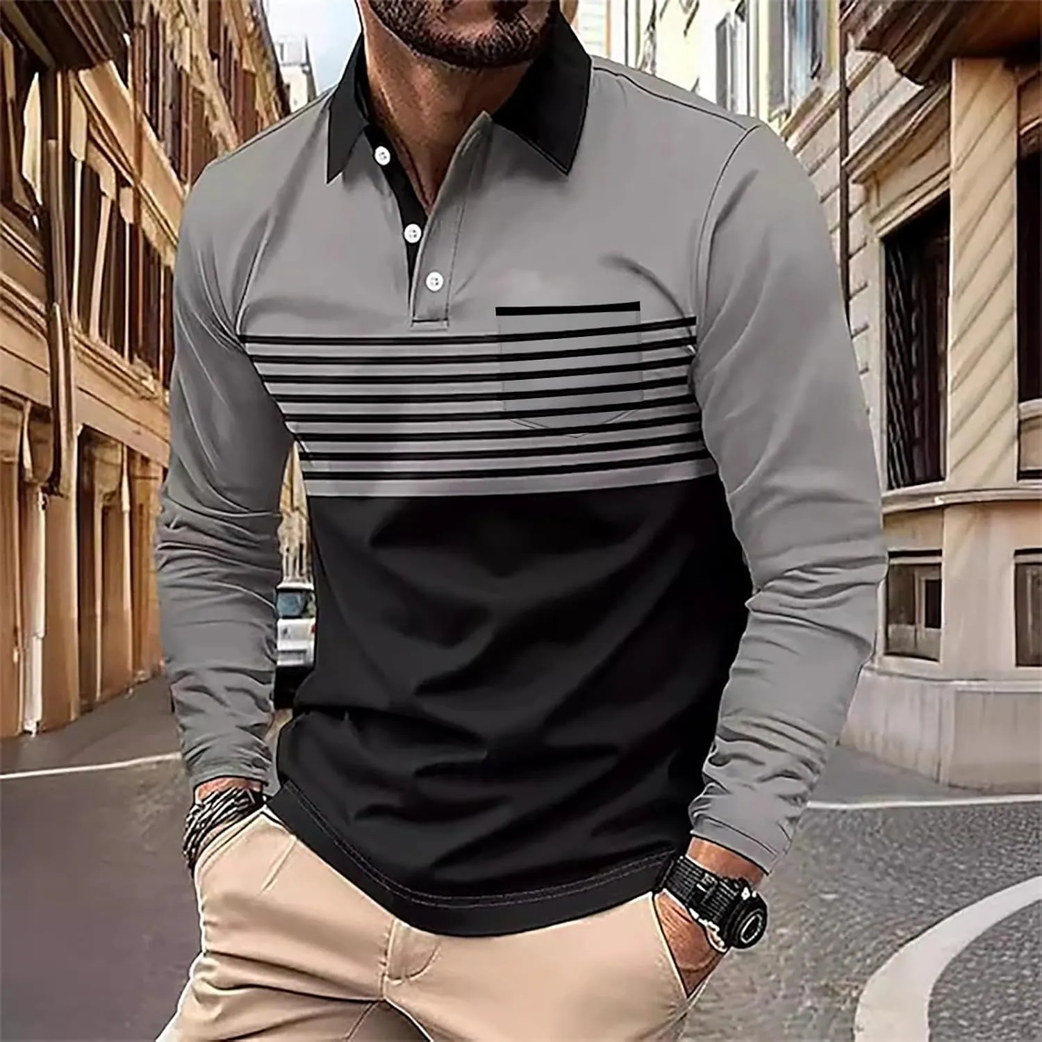 Mardi Gras Polo Shirts for Men Loose Button Stand Collar Solid Shirt Short Sleeve Top Slim Fit Tee Shirts for Men