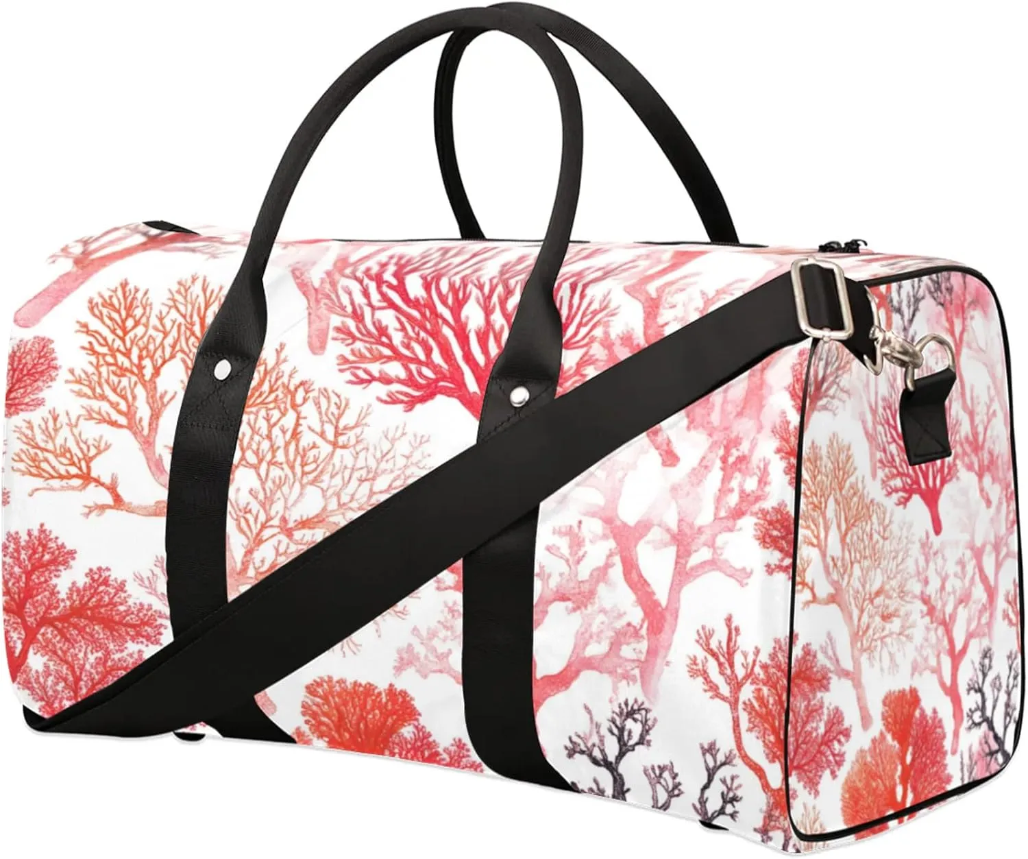 Marine Coral Bush Travel Duffel bag for Men Women Weekender Overnight Bag Gym Bag Carry On Luggage Bags for Yoga Workout Sports