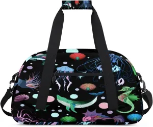 Marine Life Gym Duffel Bag for Men Women Cartoon Pattern Sports Tote Bag with Adjustable Shoulder Strap for Dance Gymnastics Traveling Outdoor Camping Overnight Stay