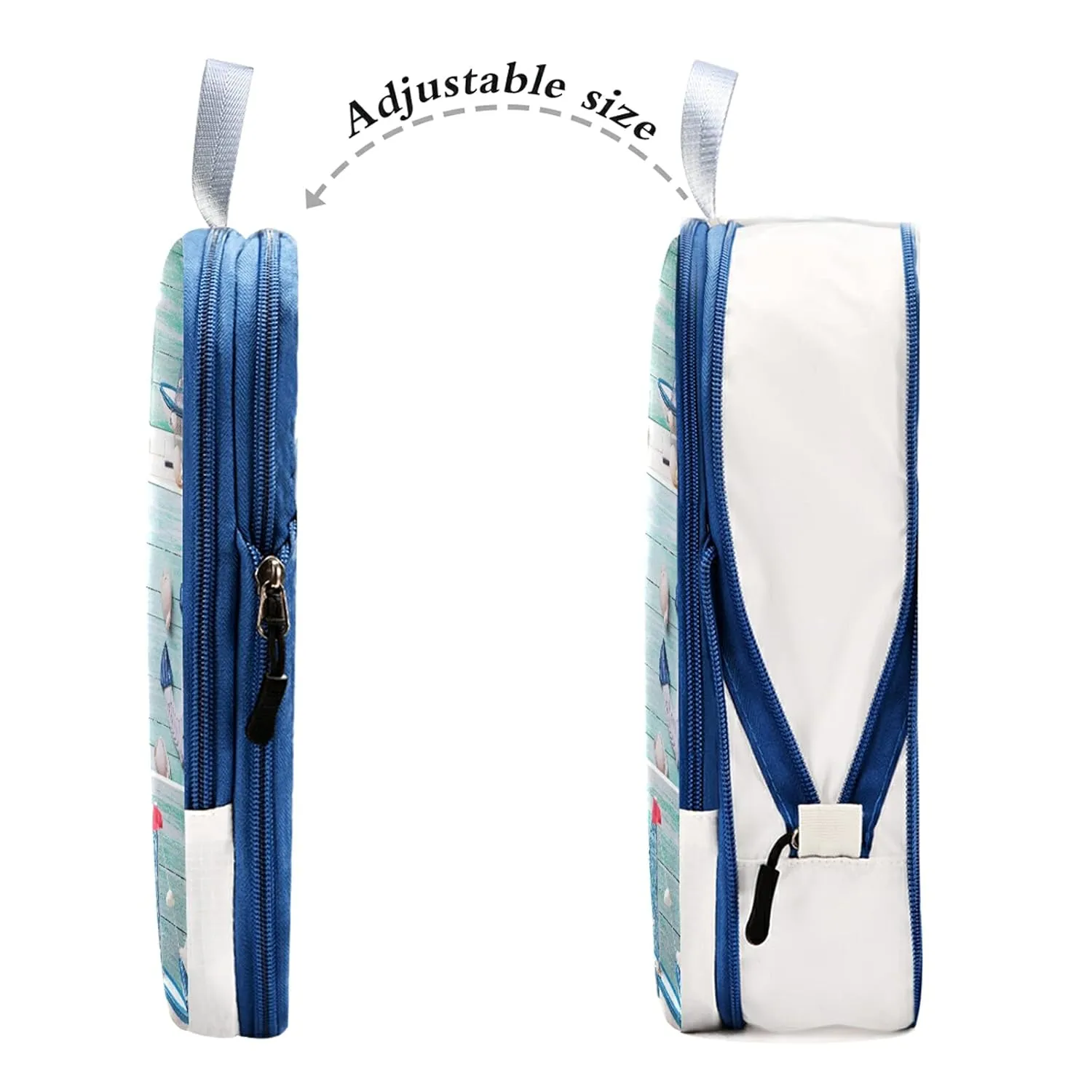 Marine Lighthouse Sailboats Starfishes Ships Steering Wheel on Wood 3 Set Packing Cubes, Waterproof Check Oxford cloth Organizers, Travel Packing Toiletry Storage Bag