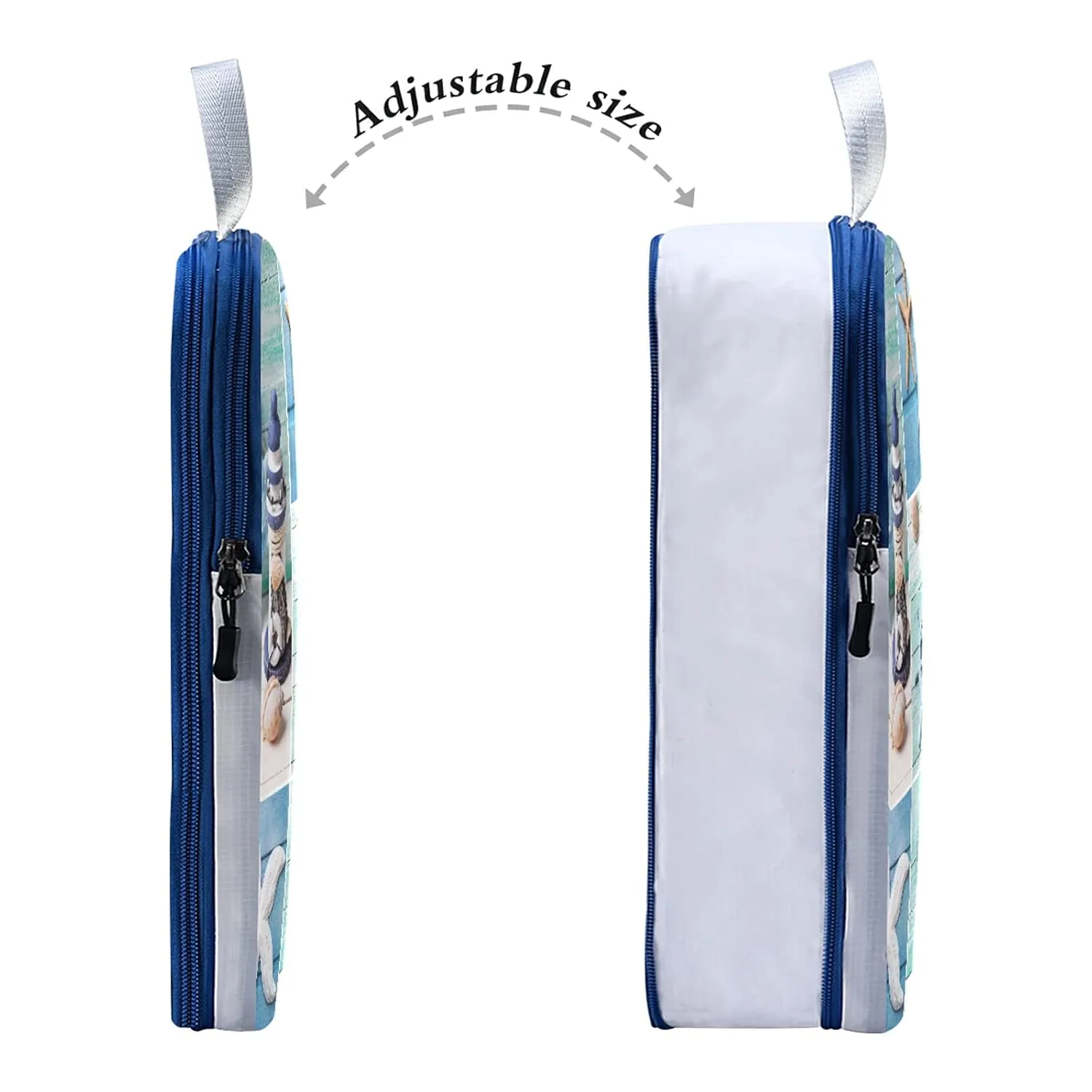Marine Lighthouse Sailboats Starfishes Ships Steering Wheel on Wood 3 Set Packing Cubes, Waterproof Check Oxford cloth Organizers, Travel Packing Toiletry Storage Bag