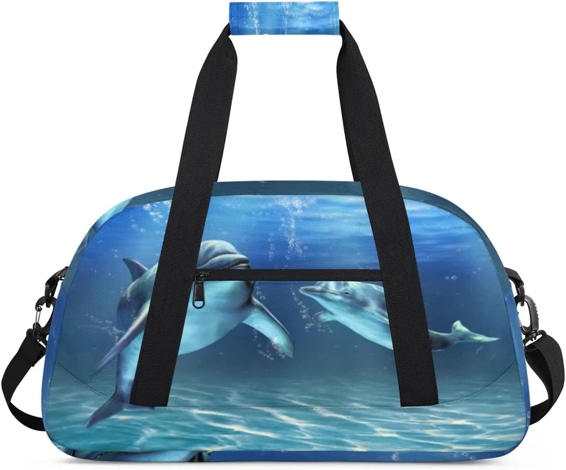 Marine Shark Gym Duffel Bag for Men Women Marine Sports Tote Bag with Adjustable Shoulder Strap for Dance Gymnastics Traveling Outdoor Camping Overnight Stay