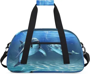 Marine Shark Gym Duffel Bag for Men Women Marine Sports Tote Bag with Adjustable Shoulder Strap for Dance Gymnastics Traveling Outdoor Camping Overnight Stay