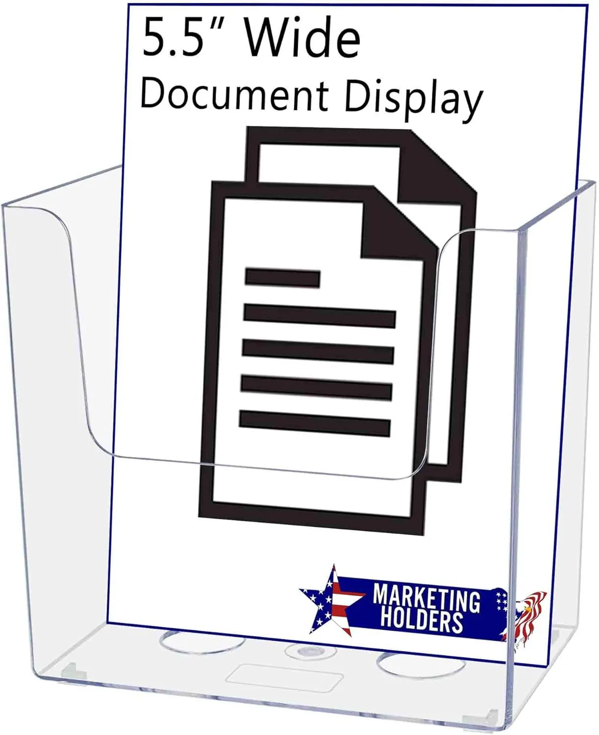 Marketing Holders 6 Pack Brochure Holder Wall Mount or Countertop 5.5" Wide Bi Fold Menu's Maps Literature Display Box Clear Acrylic Holder for Hospitals and Amusement Parks