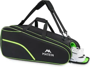MATEIN Tennis Bag 6 Rackets, Extra Large Protective Convertible Racquet Bag with Shoes Compartment for Men Women, Racket Backpack with Cooler Pocket & Removeable Shoulder Strap for Sport Equipment