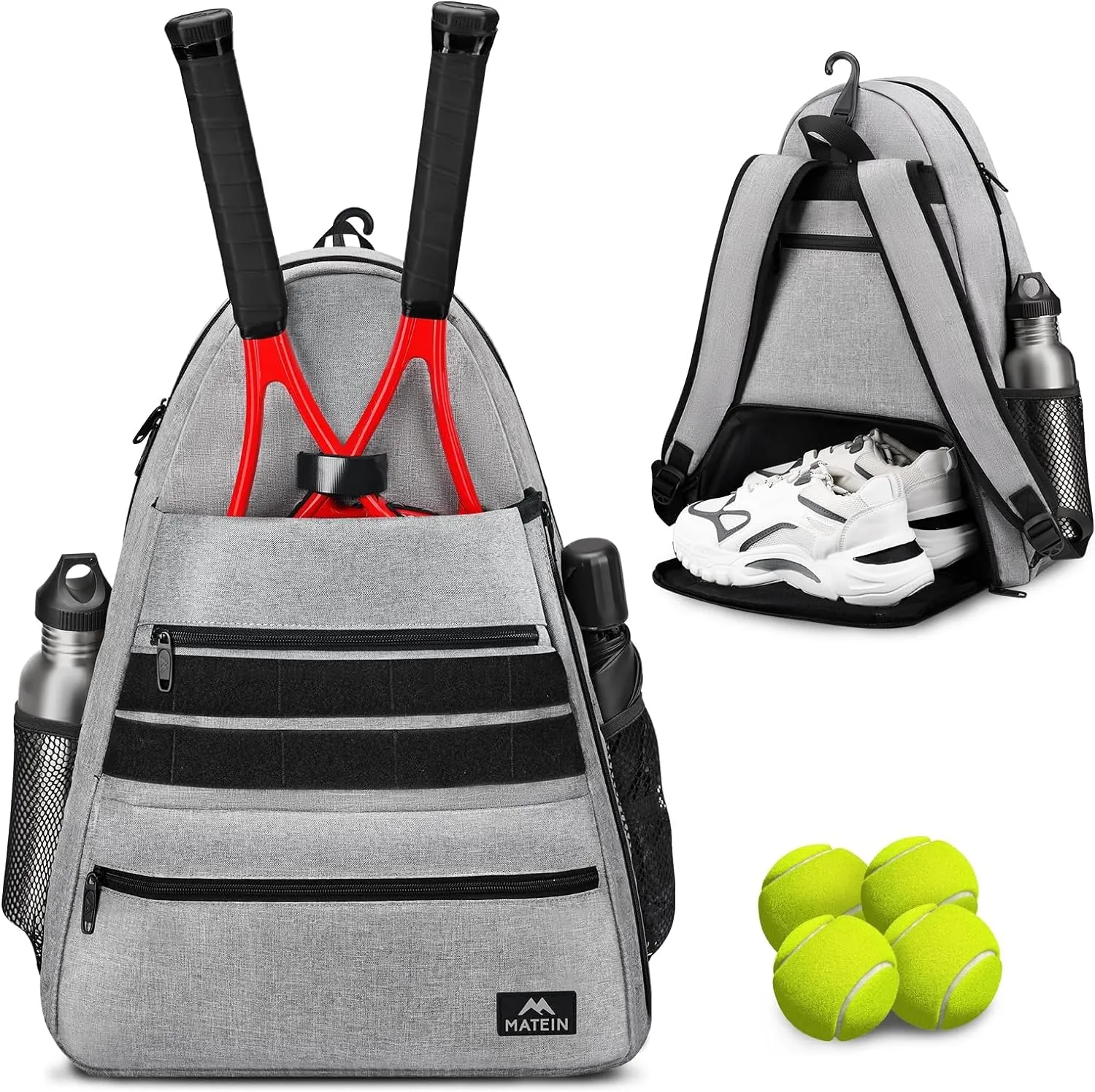 MATEIN Tennis Bag, Large Tennis Backpack for Men & Women with Shoe Compartment Hold 2 Rackets, Pickleball Paddles, Badminton Racquet, Ball Accessories