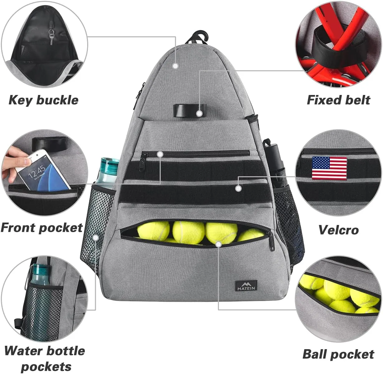 MATEIN Tennis Bag, Large Tennis Backpack for Men & Women with Shoe Compartment Hold 2 Rackets, Pickleball Paddles, Badminton Racquet, Ball Accessories