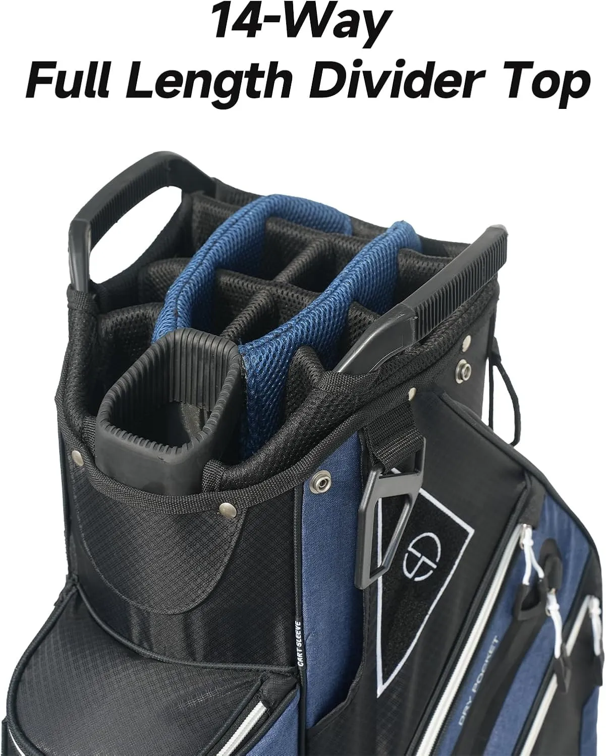 Max Lightweight Golf Cart Bag with Dual Handles and 14 Way Individual Full Length Dividers, Golf Club Bag with 11 Pockets, Large Putter Well, Double Strap Cooler for Men & Women