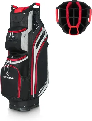 Max Lightweight Golf Cart Bag with Dual Handles and 14 Way Individual Full Length Dividers, Golf Club Bag with 11 Pockets, Large Putter Well, Double Strap Cooler for Men & Women