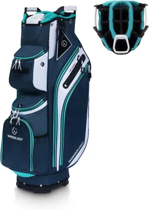 Max Lightweight Golf Cart Bag with Dual Handles and 14 Way Individual Full Length Dividers, Golf Club Bag with 11 Pockets, Large Putter Well, Double Strap Cooler for Men & Women