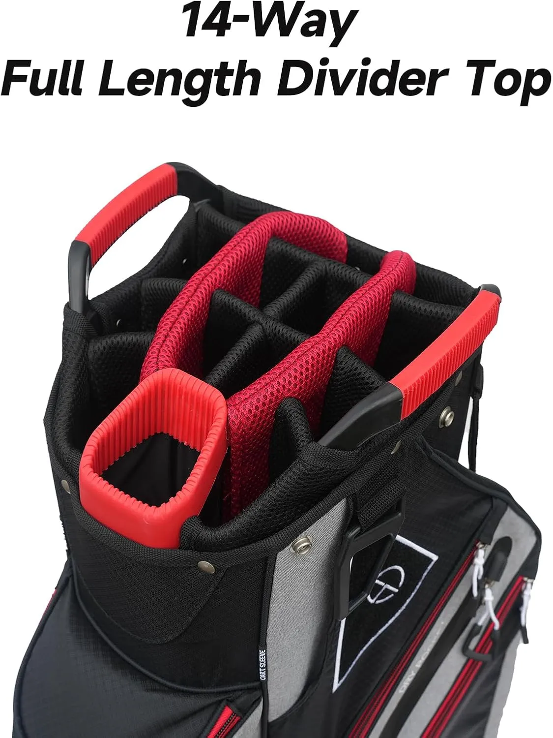 Max Lightweight Golf Cart Bag with Dual Handles and 14 Way Individual Full Length Dividers, Golf Club Bag with 11 Pockets, Large Putter Well, Double Strap Cooler for Men & Women
