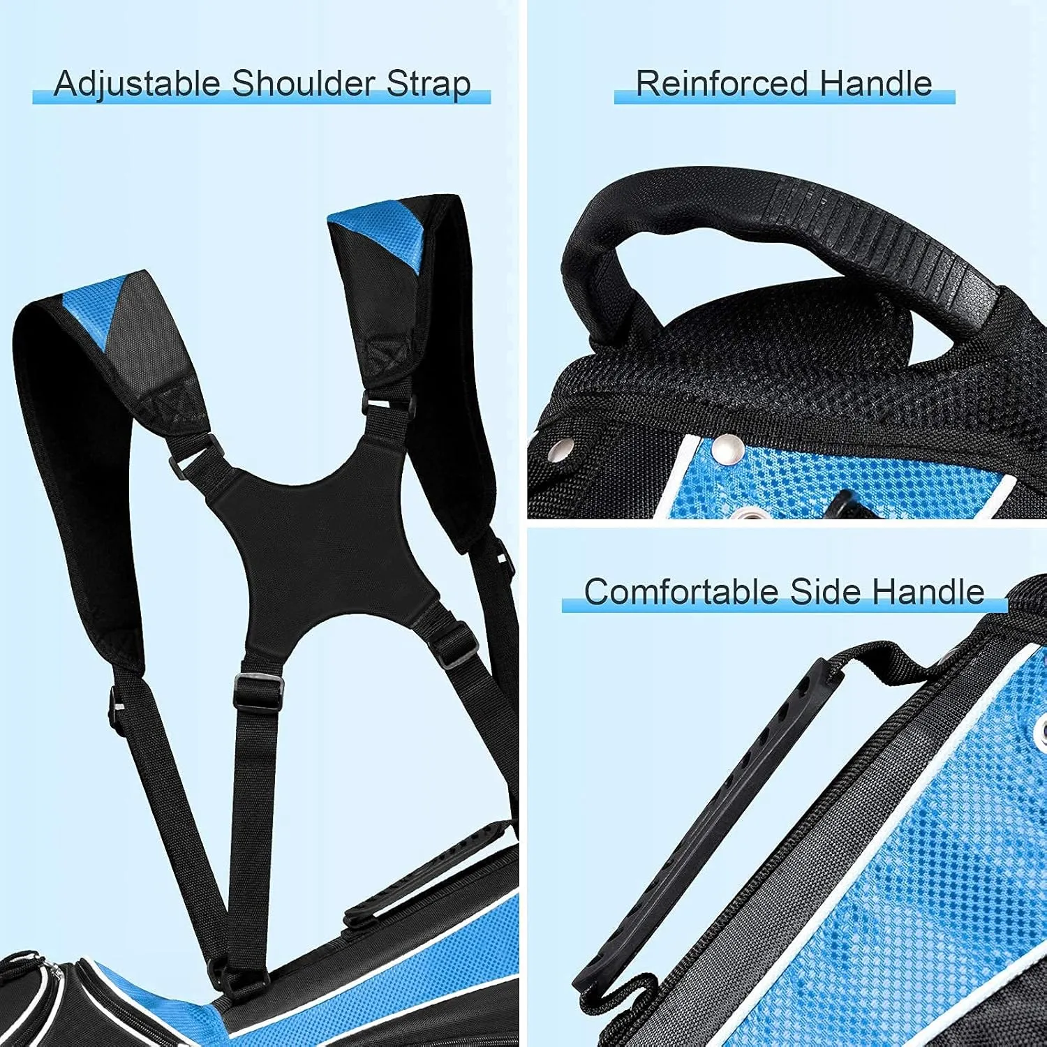 Mayjooy Golf Stand Bag, Portable Carry Golf Bag w/Ergonomic Dual Straps & 6 Way Top Divider, Lightweight Carry Organizer Pocket w/Umbrella Ring, Ideal for Men & Women