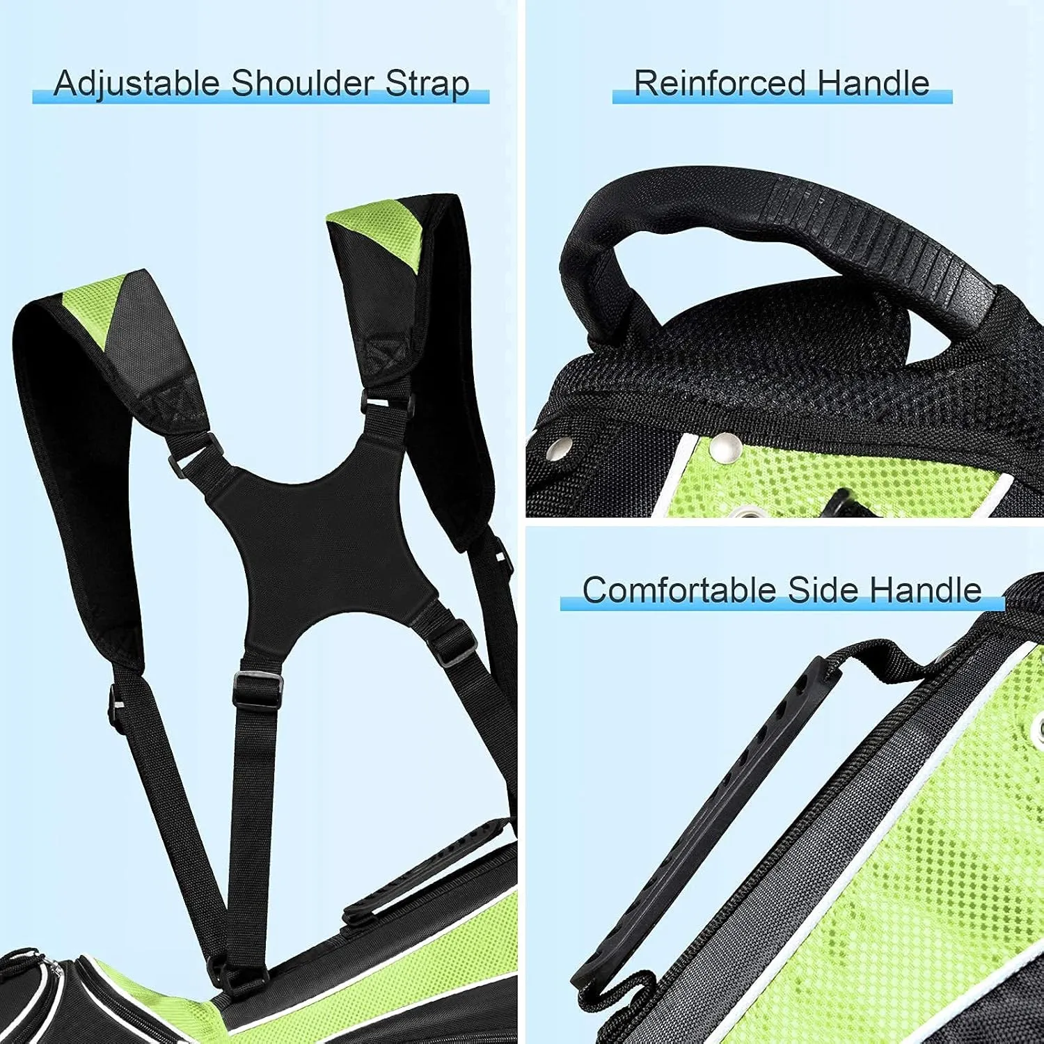 Mayjooy Golf Stand Bag, Portable Carry Golf Bag w/Ergonomic Dual Straps & 6 Way Top Divider, Lightweight Carry Organizer Pocket w/Umbrella Ring, Ideal for Men & Women