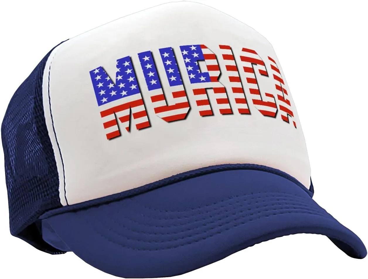 Mean Gear - Murica - Fourth of July USA America Patriot - Vintage Retro Style Trucker Cap Hat