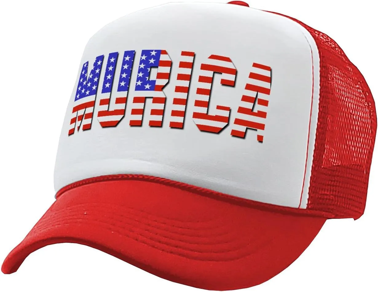 Mean Gear - Murica - Fourth of July USA America Patriot - Vintage Retro Style Trucker Cap Hat