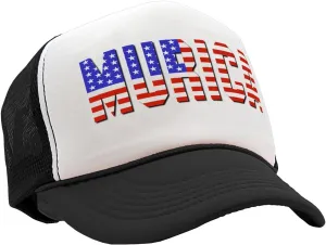 Mean Gear - Murica - Fourth of July USA America Patriot - Vintage Retro Style Trucker Cap Hat