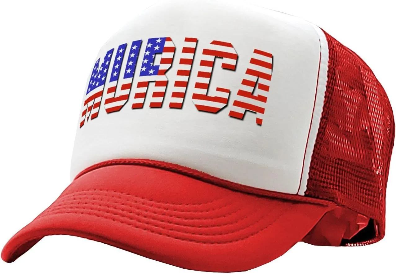 Mean Gear - Murica - Fourth of July USA America Patriot - Vintage Retro Style Trucker Cap Hat