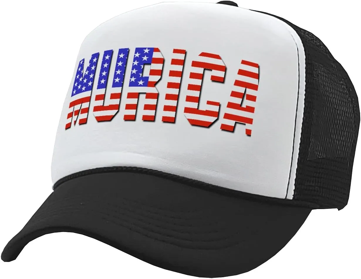 Mean Gear - Murica - Fourth of July USA America Patriot - Vintage Retro Style Trucker Cap Hat