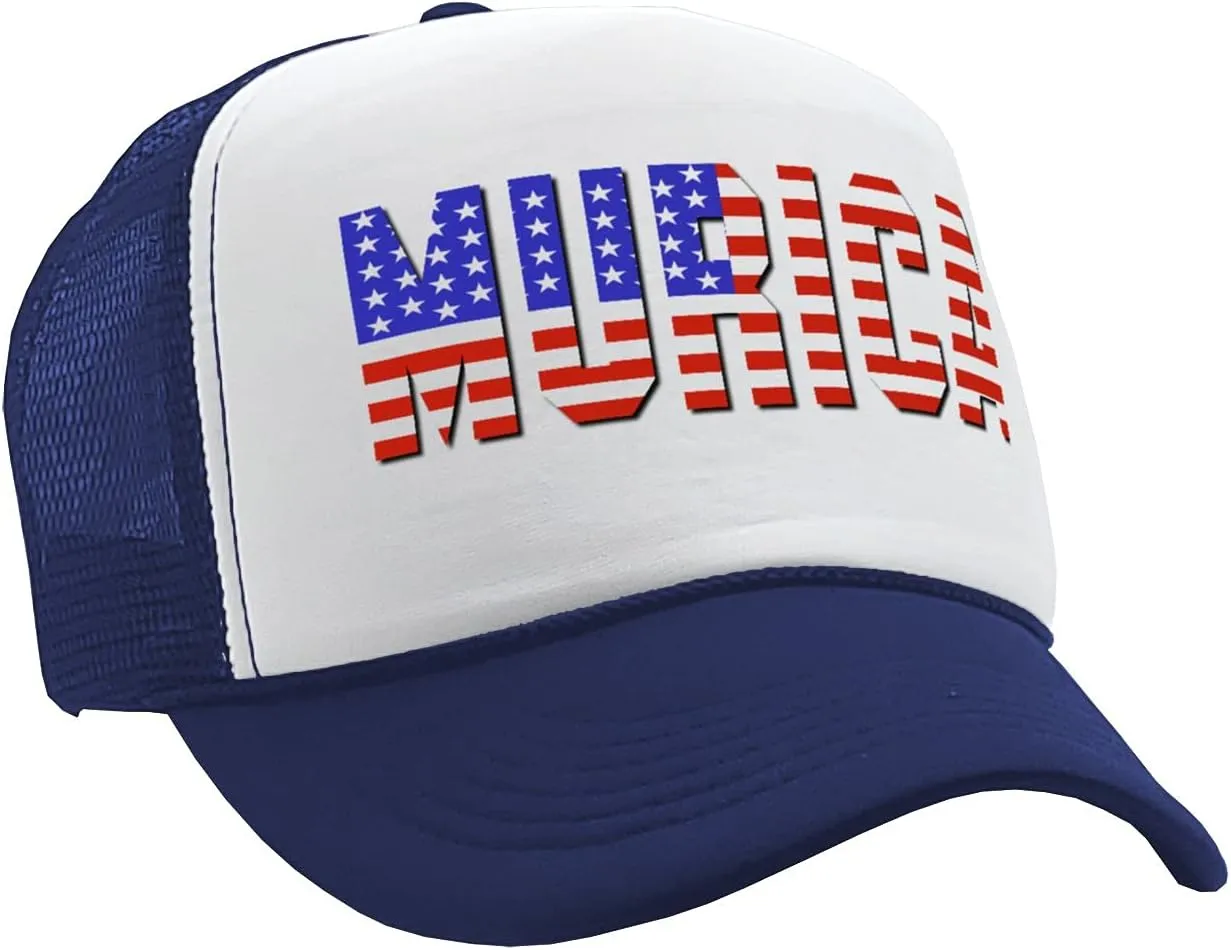 Mean Gear - Murica - Fourth of July USA America Patriot - Vintage Retro Style Trucker Cap Hat
