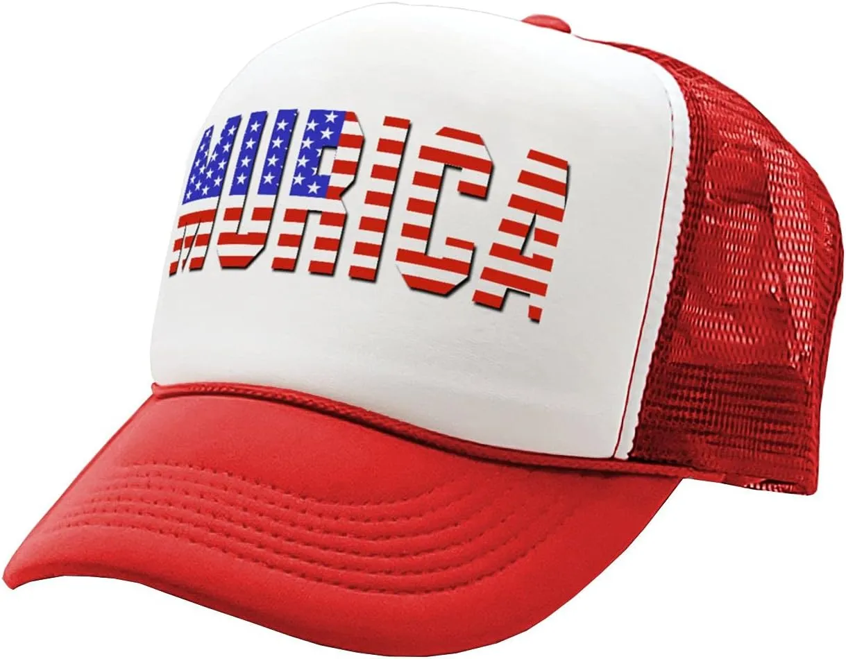 Mean Gear - Murica - Fourth of July USA America Patriot - Vintage Retro Style Trucker Cap Hat