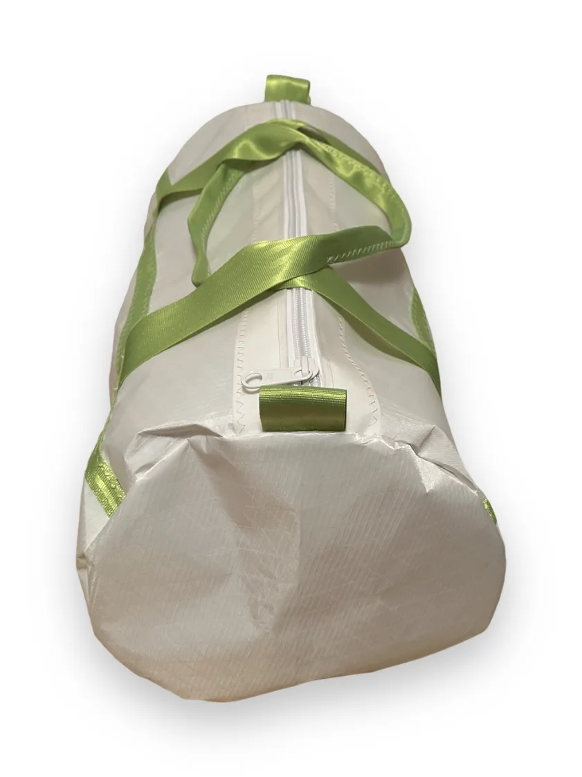 Medium Duffel Bag - White with Fluro Green