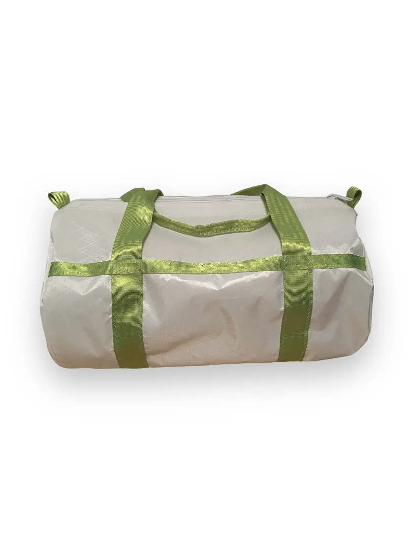 Medium Duffel Bag - White with Fluro Green