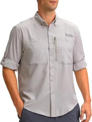 Men's Long Sleeve Sun Protection Fishing Shirt with Zipper Pockets UPF 50  Lightweight Cool Sun Shirts for Men Hiking Outdoor