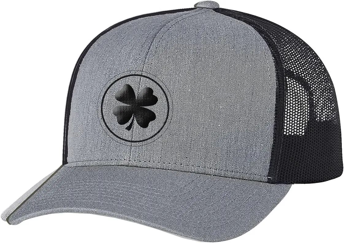Men's Lucky Clover Circle Shamrock Center Embroidered Golf Mesh Back Trucker Hat