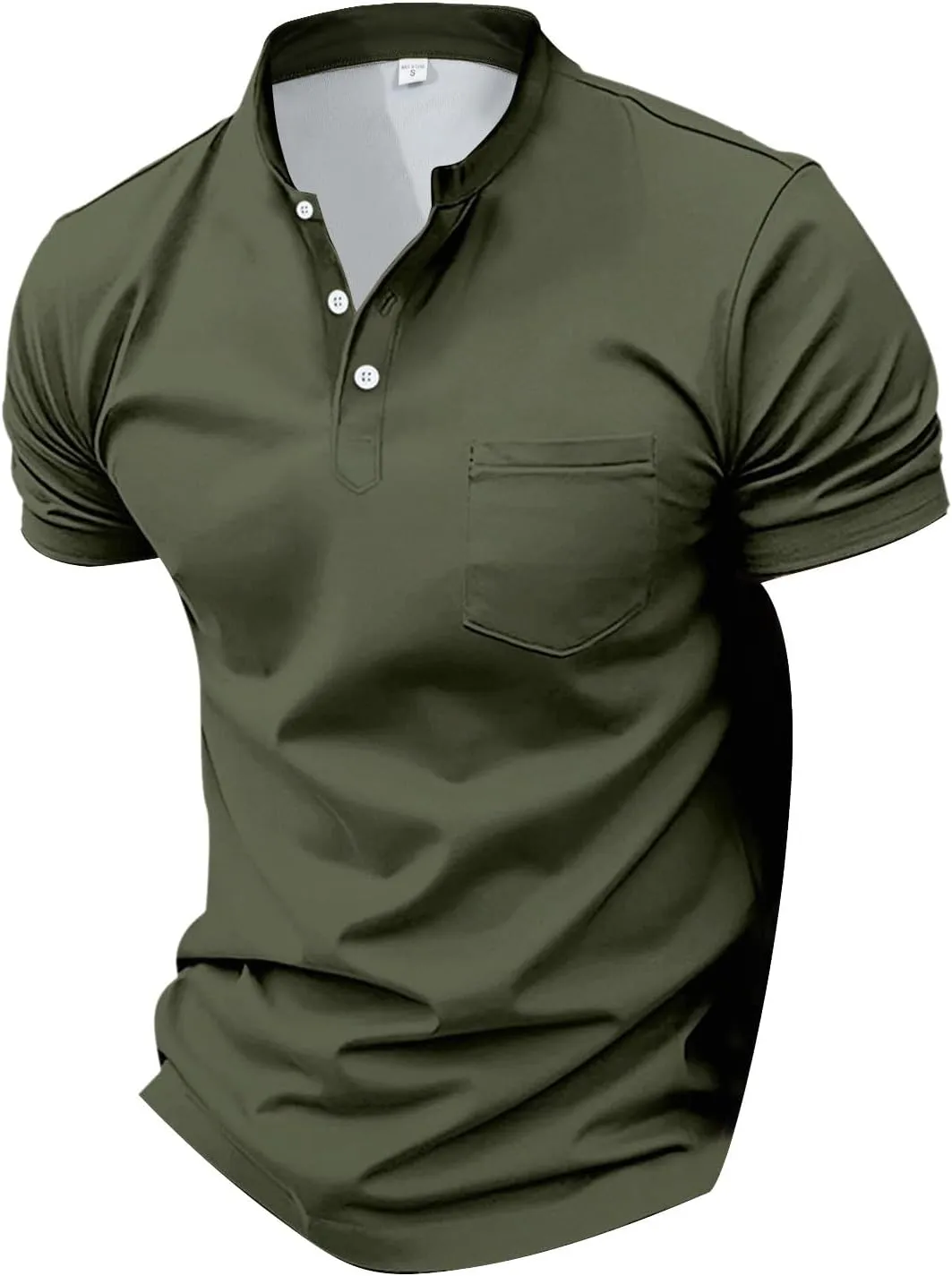 Mens Short Sleeve Polo Shirt Sports T-Shirt Athletic Golf Polos Casual Fashion Stand Collar Shirts with Chest Pocket