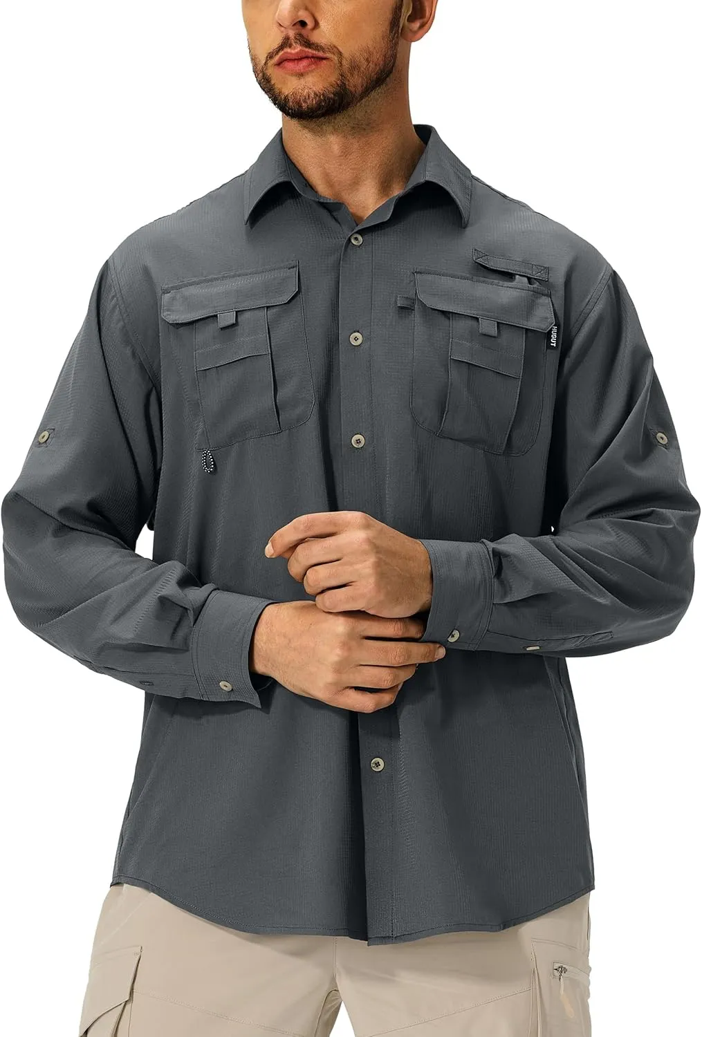 Men's Sun Protection Fishing Shirts Lightweight Long Sleeve UPF 50  Travel Work Hiking Shirts with Pockets