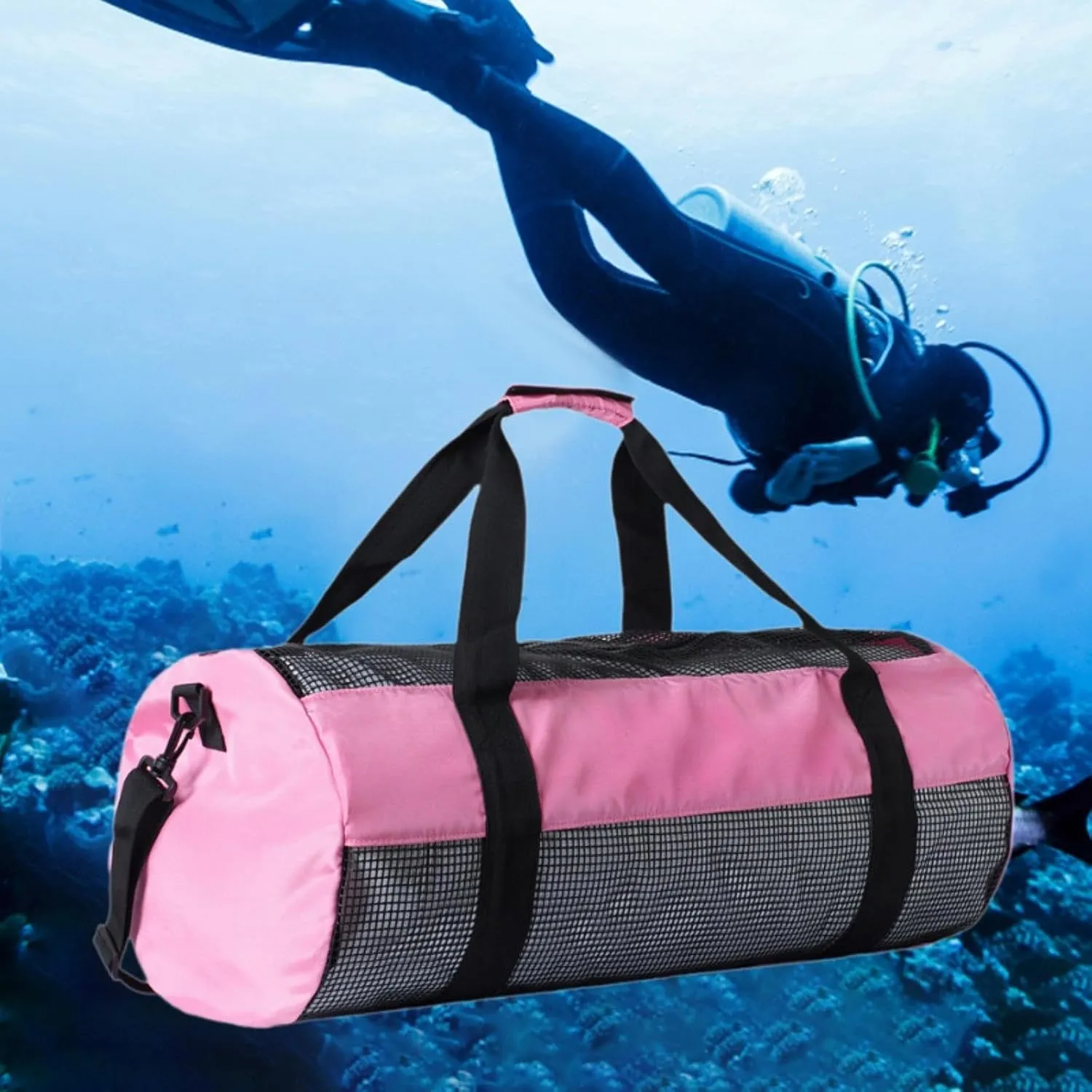 Mesh Diving Duffle Bag Equipment Versatile with Zipper Handbag Mesh Dive Duffel Bag Diving Gear Tote for Rafting Underwater