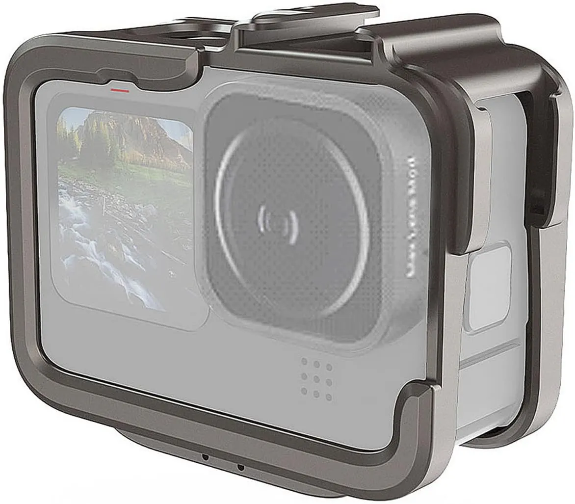 Metal Frame Case Protective Dual Cold Shoe for GoPro Hero 11/10/9 Black
