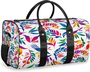 Mexican Otomi Flower Travel Bag for Men Women, Gym Duffle Bags for Travel, Carry On Luggage Bag, Weekender Overnight Workout Bags