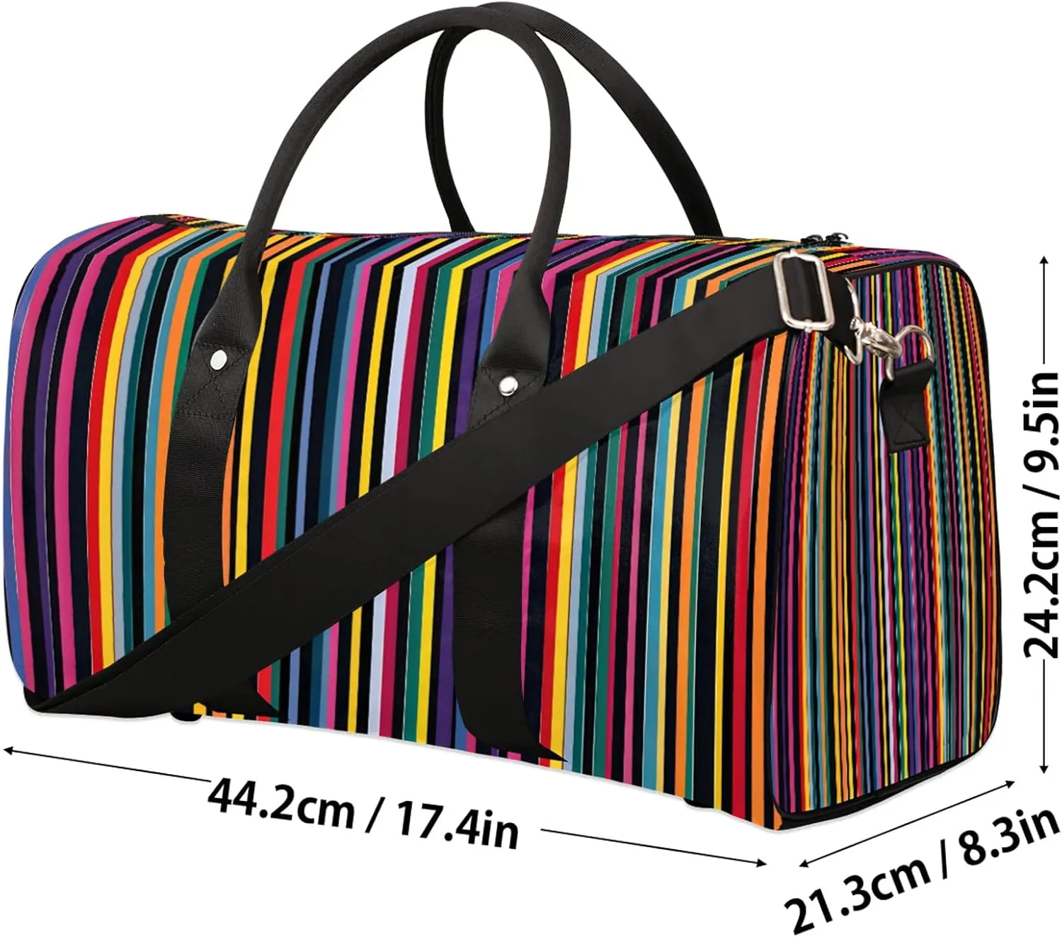 Mexican Stripes Colorful Travel Duffle Bag, Sports Gym Bags for Women Men, Carry On Weekender Overnight Workout Airplane Trips Bag