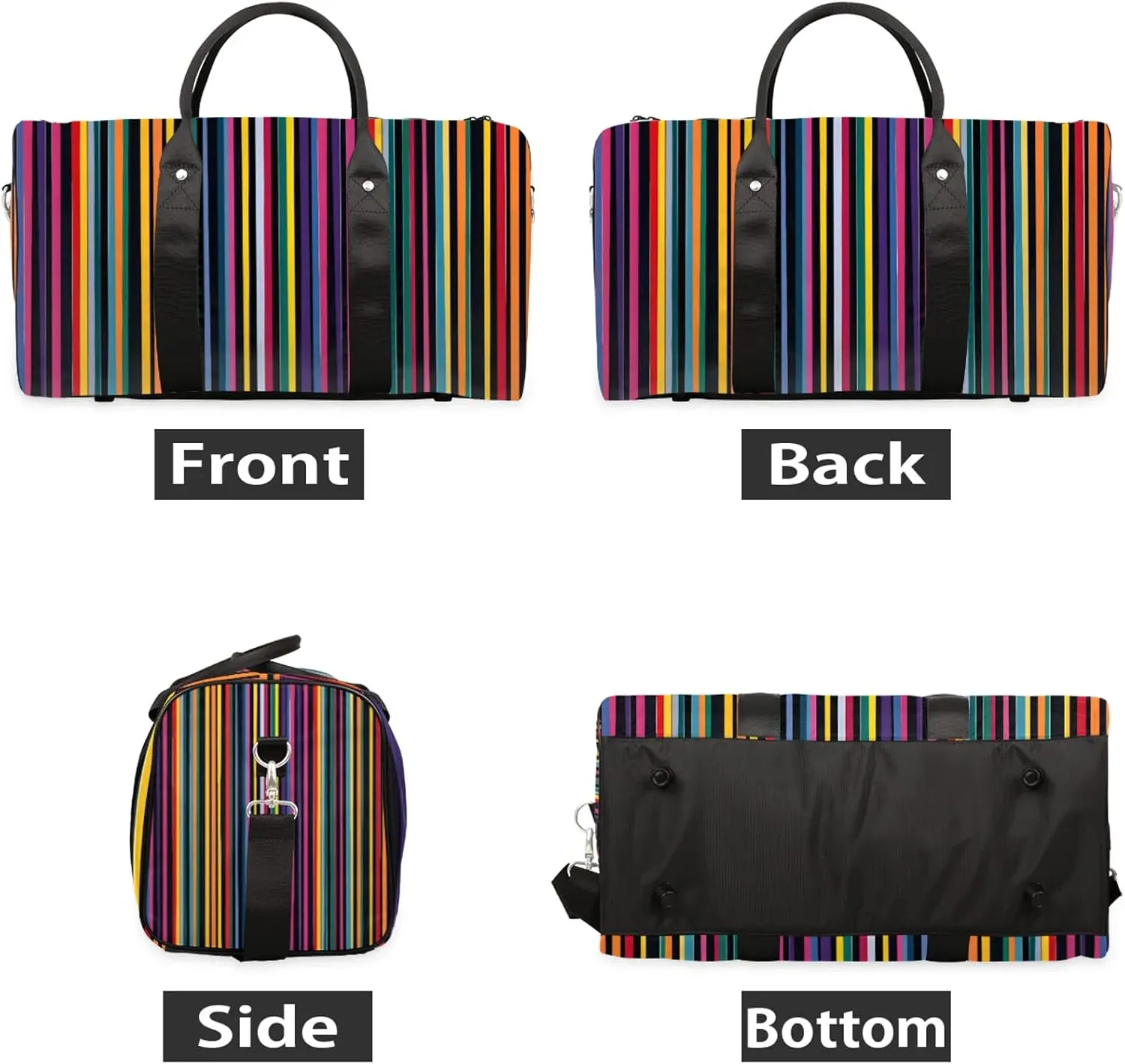 Mexican Stripes Colorful Travel Duffle Bag, Sports Gym Bags for Women Men, Carry On Weekender Overnight Workout Airplane Trips Bag
