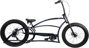MICARGI BOMBITA-XLE-GT7-DBL 26-Inch Chopper-Style Stretch Cruiser Bike 7-Speed DISC Brake, Fat Tire Bike, Mens Bike, Complete Cruiser Bikes (Dark Blue)
