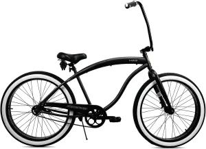 MICARGI Largo 26-inch Beach Cruiser Bike, 1-Speed, High Rise Handlebar, Three Piece Cranksets, Fat Alloy Rim 80mm,26x4.0 Fat Tire Bike, Bike for Adults, Complete Cruiser Bikes (Matte Green)