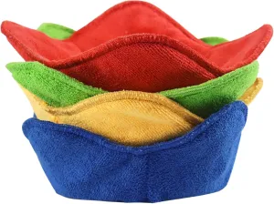 Microwave Bowl Huggers Holders for Hot Food Set of 4, Protect Your Hands from Heat, Safe Holder and Bowl Cozy, Multipurpose Hot Heat Proof Plate Holder (Red, Green, Yellow, Blue, 4-Piece Set)