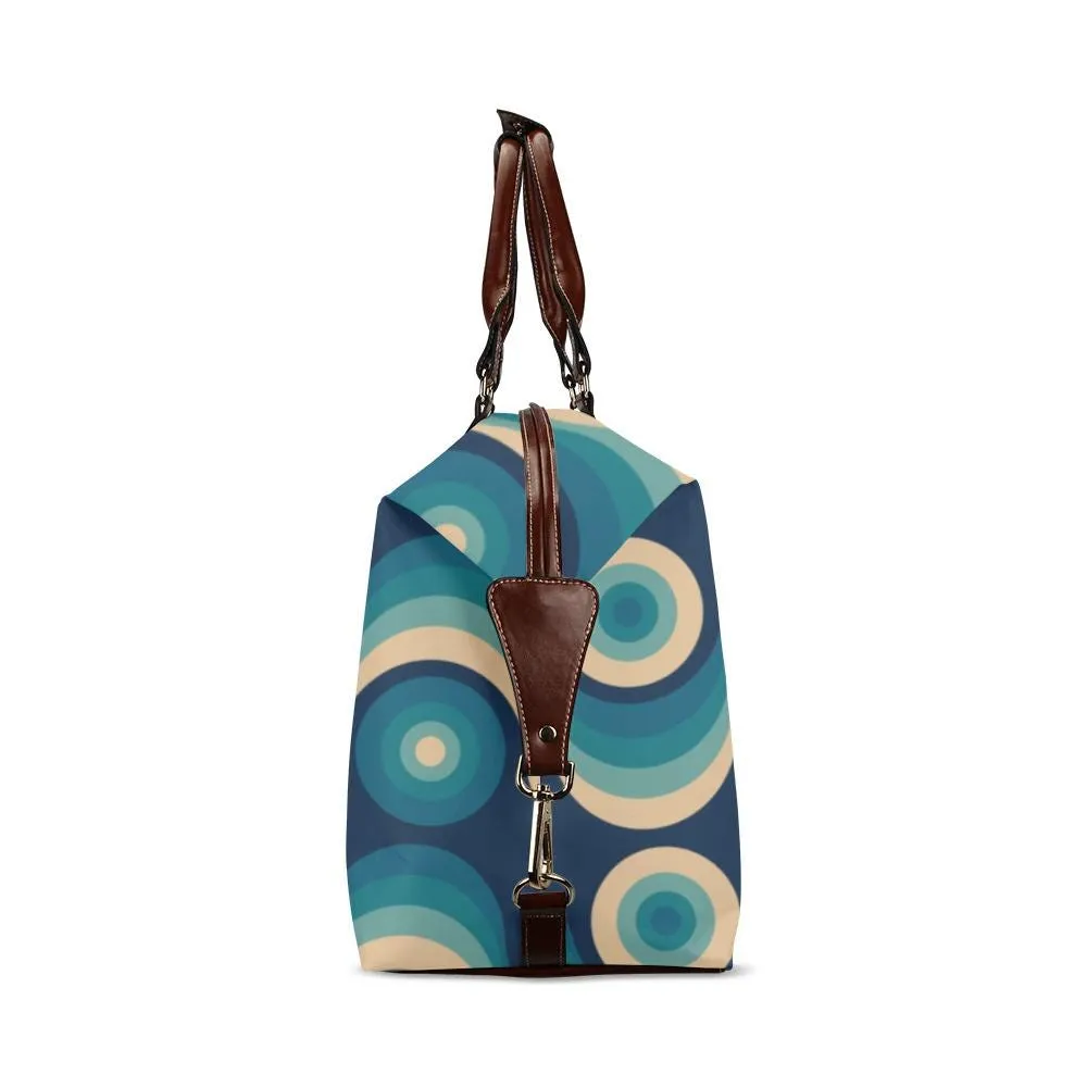 Mid Century Modern Travel Bag, Geometric Teal Retro Duffel Bag, Flight Bag, Waterproof Travel Bag, Carry on flight Bag