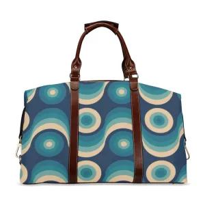 Mid Century Modern Travel Bag, Geometric Teal Retro Duffel Bag, Flight Bag, Waterproof Travel Bag, Carry on flight Bag