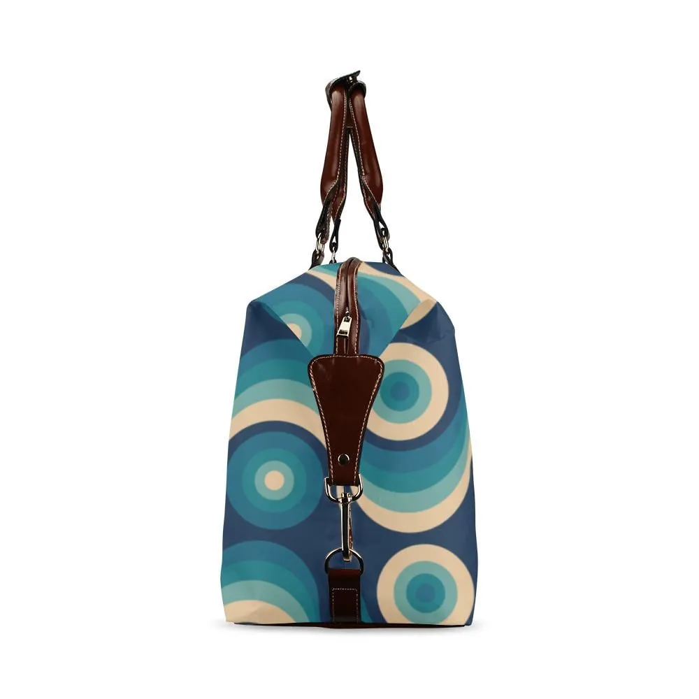 Mid Century Modern Travel Bag, Geometric Teal Retro Duffel Bag, Flight Bag, Waterproof Travel Bag, Carry on flight Bag