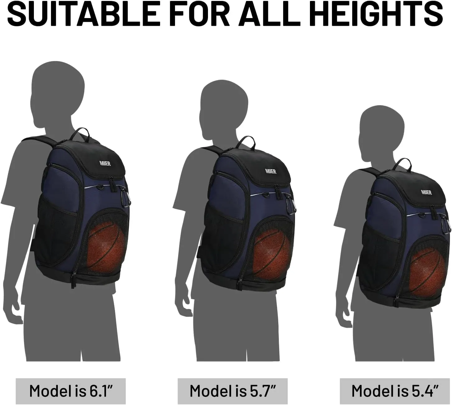 MIER Basketball Backpack Large Sports Soccer Bag with Ball/Shoes Holder for Men Women Volleyball Gym Equipment Training, 40L