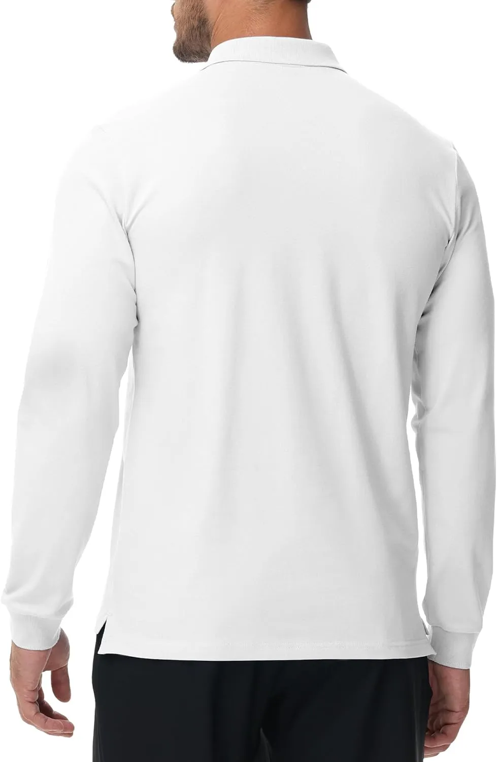 MIER Polo Shirts for Men Cotton Long Sleeve Golf Tennis Collared Shirt for Casual Work Travel, 3 Buttons, Ultra Soft