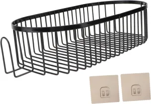 Mikinona 1pc Sink Rack Bathroom Holders Multi-Functional Storage Shelf Kitchen Supply Iron Art No-Punch Bath Rack Waterproof Sturdy Black Anti-Collision Design