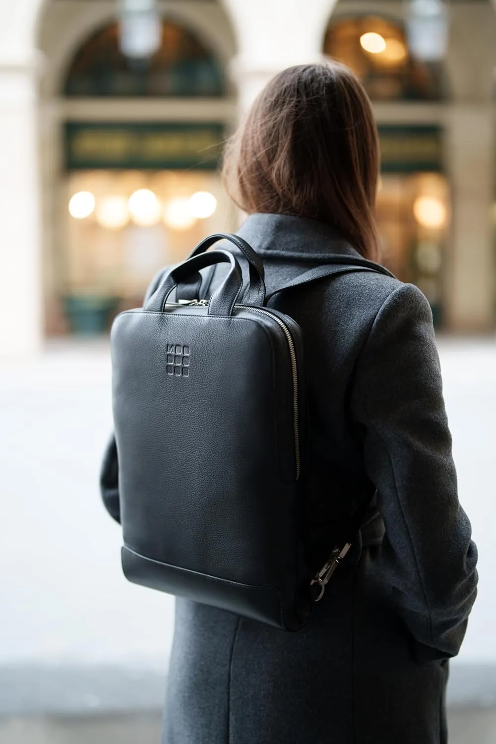 Moleskine Backpack, 15-Inch Laptop Storage, Business Backpack, Classic, Leather, Device Bag, Vertical Type, Black